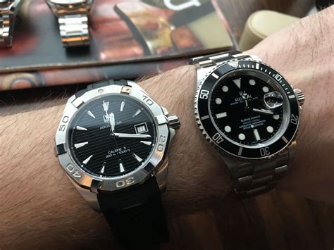 tag aquaracer vs rolex submariner|gold tag Aquaracer review.